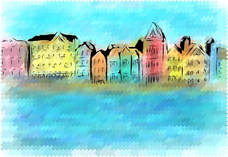 curacao. abstract city on multicolor backgroundのイラスト素材
