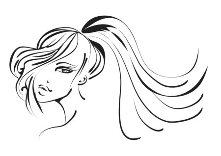 salon hair. silhouette of woman on white backgroundのイラスト素材