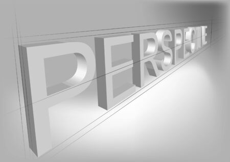 perspective. inscription and grid on crey background