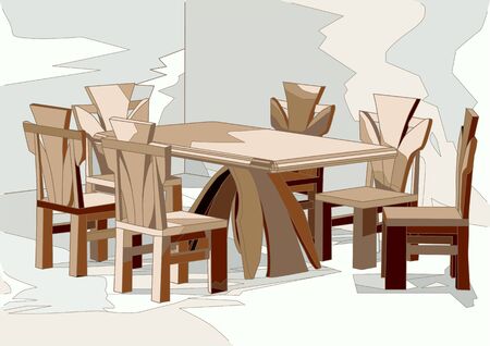 table and chairs. Flat isometric vector illustration.のイラスト素材