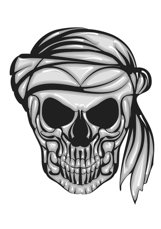 skull with bandana isolated on a white backgroundのイラスト素材