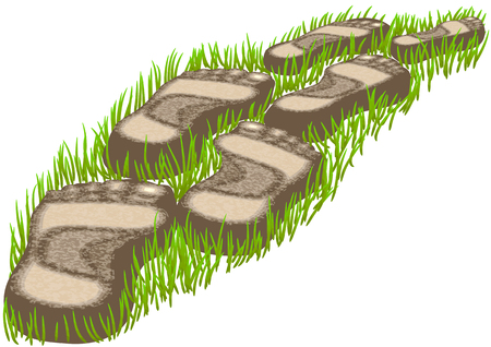 stepping stones on a green grassのイラスト素材