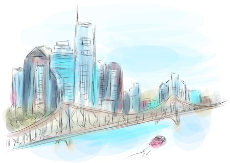brisbane australia. abstract vulicolor bkkestration of cityのイラスト素材