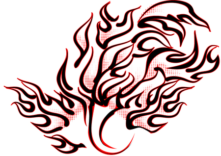 abstract tattoo flames isolated on white backgroundのイラスト素材