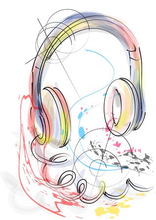 abstract head phones isolated on a white backgroundのイラスト素材