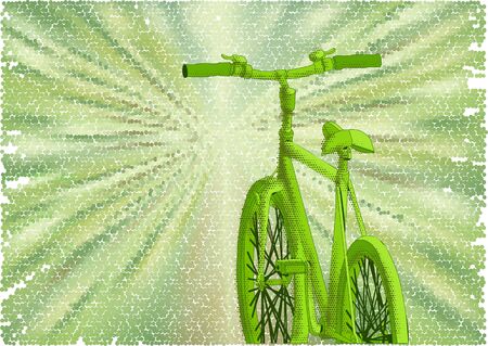 bicycle green road. abstract bike on a green backgroundのイラスト素材