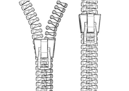 Two zipper isolated on a white layout.のイラスト素材