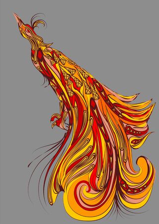 bird of paradise. abstract bird on gray backgroundのイラスト素材