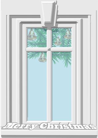Christmas window with bells. のイラスト素材