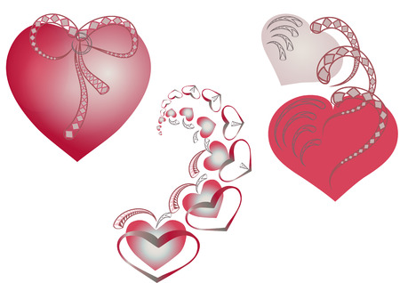 Set of hearts for Valentines Day isolated on white background.のイラスト素材