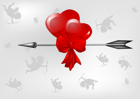 Bow and arrow with cupid. 10 EPS.のイラスト素材