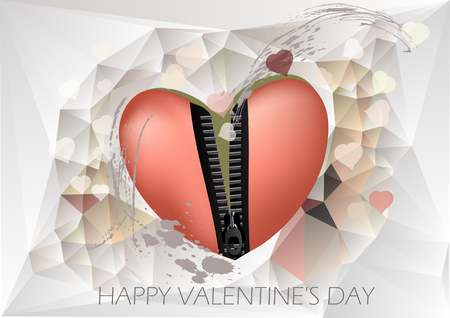festive heartt con zipper on abstract grunge backgroundのイラスト素材