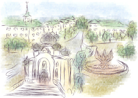 Baranavichy abstract illustration of city on multicolor illustration.のイラスト素材