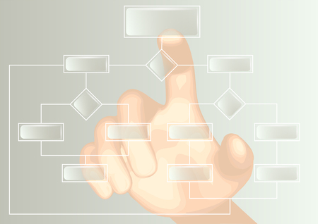 Flowchart and hand.のイラスト素材