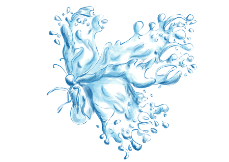 Splashes of water in the form of a butterfly.のイラスト素材