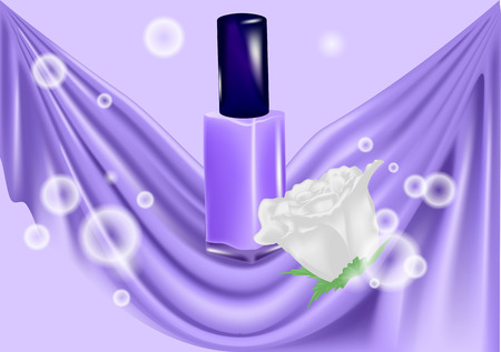Nail polish and white rose on abstract backgroundのイラスト素材