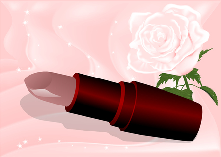 Lipstick and rose on abstract backgroundのイラスト素材