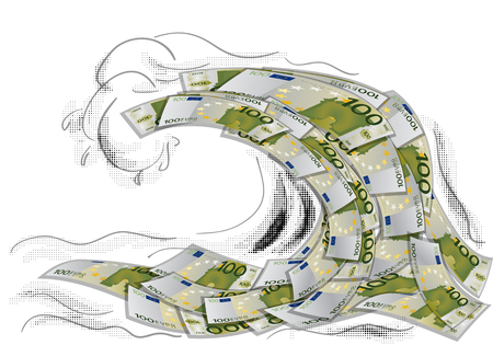 money wave isolated on a white backgroundのイラスト素材