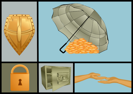 protection symbols set. vector concept safety elementsのイラスト素材