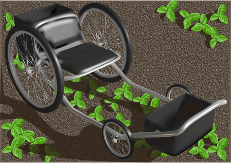 garden seat with wheels and vegetable plants Vector illustration.のイラスト素材