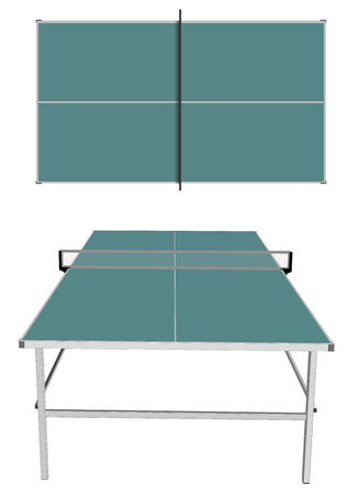 Table tennis isolated on white top and frontのイラスト素材
