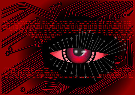 Cyber abstract eye and binary codeのイラスト素材
