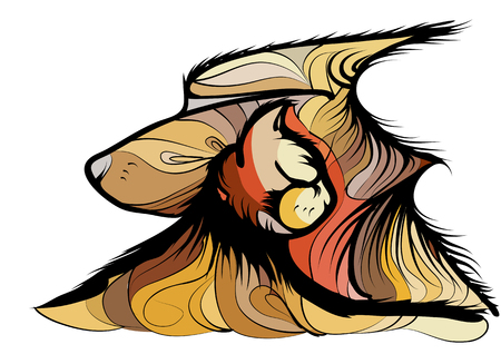 dog and cat abstract illustration on white backgroundのイラスト素材