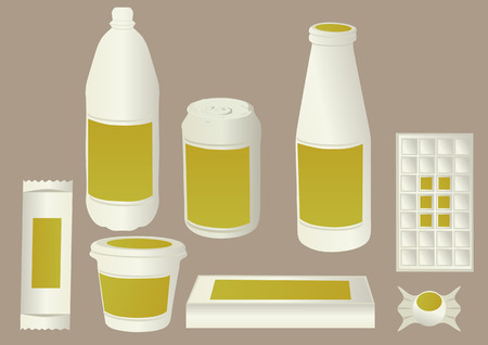 Light food packaging with empty labels.のイラスト素材