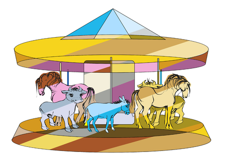 abstract multicolored carousel isolated on white backgroundのイラスト素材