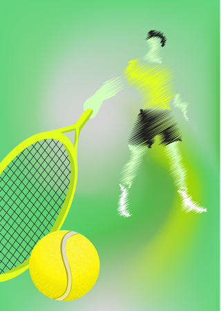 tennis abstract illustration. man with the racket on a tennis courtのイラスト素材