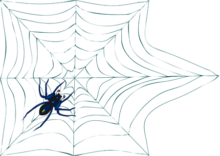 Spiderweb with spider isolated on white background.のイラスト素材