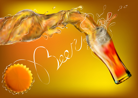 beer glass and abstract bottleのイラスト素材