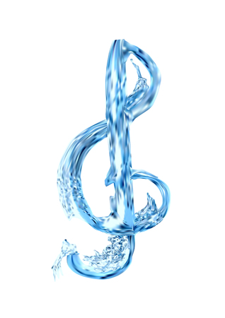treble clef in water isolated on white backgroundのイラスト素材