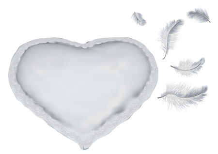 pillow as heart. background with white heart isolated on whiteのイラスト素材