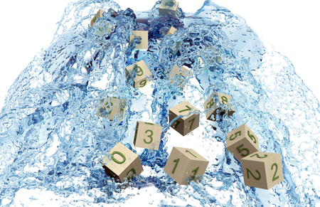 water and cubes on white backgroundの写真素材