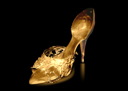 shoe on black. shoe as splash of goldのイラスト素材