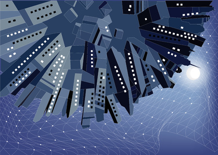 global communication background. web net and cityのイラスト素材