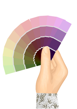 hand and color table on white backgroundのイラスト素材
