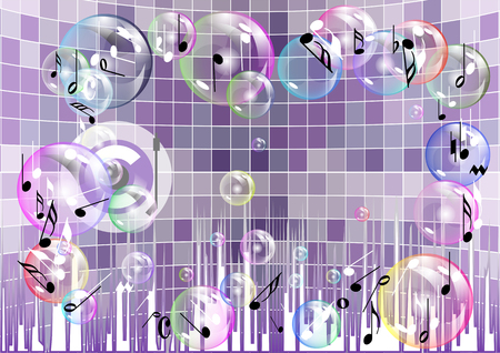musical abstract background with note and bubblesのイラスト素材