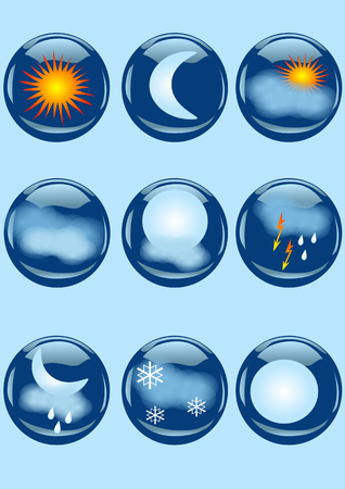 set of weather icon on blue backgroungのイラスト素材