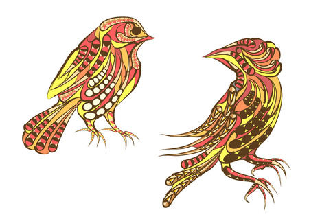 two ethnic bird isolated on white background
のイラスト素材
