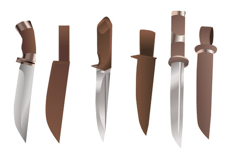 hunting knives with sheath isolated on whiteのイラスト素材