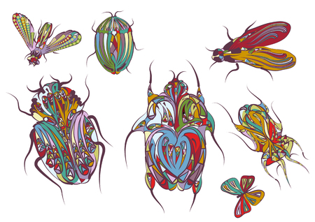 set of insects isolated on white backgroundのイラスト素材