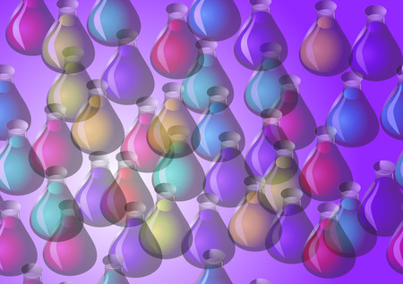 background with flasks, containers with multicolors liquidsのイラスト素材