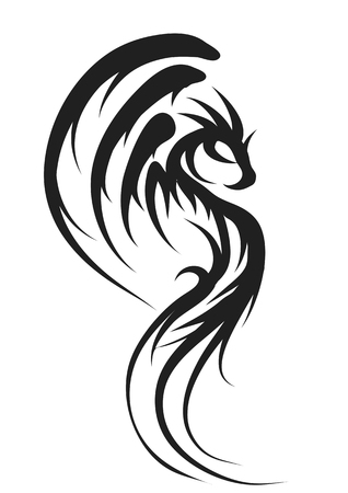 dragon silhouette isolated  on a white backgroundのイラスト素材