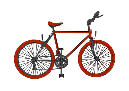 Red bicycle isolated on the white backgroundのイラスト素材