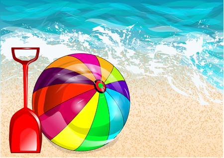 Childrens blade and ball  on the beachのイラスト素材