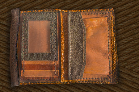 handmade leather wallet. Genuine leather craft objectの写真素材