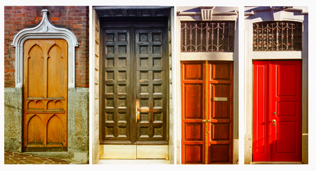 colourful front doors to houses and homesの写真素材