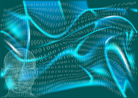 man in cyberspace, abstract backgroundのイラスト素材